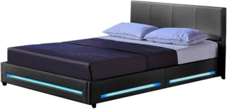 HOME DELUXE LED Bett ASTEROID mit Matratze – 90 x 200 cm Dunkelgrau