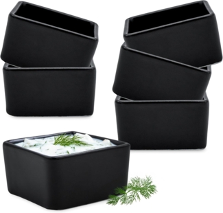 Spetebo Dipschale aus Keramik eckig - 7 x 7 cm schwarz matt - 6er Set, Keramik, (Anazhl, 1-tlg), leicht zu säubern
