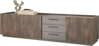 TV-Lowboard Piano in Eiche und grau 200 cm