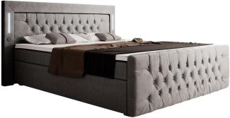 Boxspringbett Elegance mit LED, USB und Stauraum 160x200 Grau H4