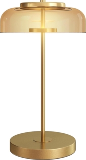 HOMCOM Tischleuchte mit warmem Metallsockel, LED, Tischlampe mit bernsteinfarbenem Glasschirm, Gold Ø23x40H cm