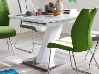 Esstisch >Darrin I< (ausziehbar) in Weiß aus MDF - 120(160)x76x80cm (BxHxT)