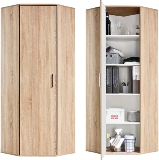 mokebo® Eckschrank in Sonoma Eiche aus Holz 'Der Lange' moderner Mehrzweckschrank für Flur, Schlafzimmer und Wohnzimmer, Schrank & Haushaltsschrank | 64 x 180 x 64 (B/H/T in cm) | Braun