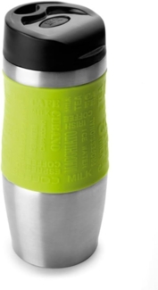 IBILI Thermobecher Luxe 400 ml, Edelstahl, Silber-grün-schwarz, 7 x 7 x 20 cm