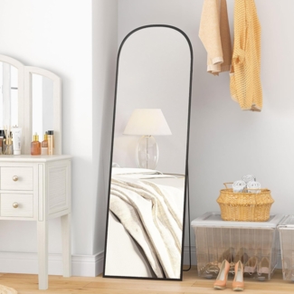HOMCOM Standspiegel Ganzkörperspiegel mit Ständer, 161,5 x 50 cm (Garderobenspiegel, 1-St, Wandspiegel), für Wohnzimmer, Schlafzimmer, Schwarz