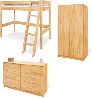 Pinolino Kinderzimmer Set Jugendzimmer 'Natura' extrabreit mit Hochbett, 3-tlg.