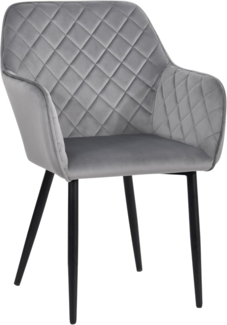 Duhome Armlehnstuhl Esszimmer Samt, Sessel mit Rückenlehne Metallbeine Esszimmerstuhl Retro Design Schminkstuhl für Schminktisch Wohnzimmer Schlafzimmer, Grau