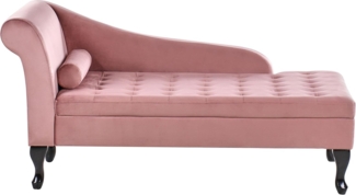 Chaiselongue Samtstoff rosa mit Bettkasten linksseitig PESSAC