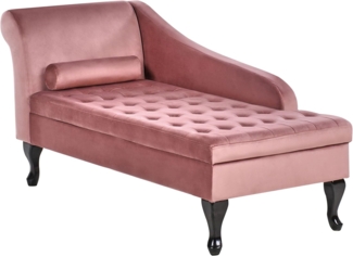 Chaiselongue Samtstoff rosa mit Bettkasten linksseitig PESSAC