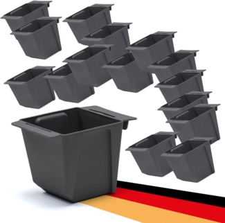 BigDean 16er Set Mini Paletten Blumenkästen - Einsatz - mit Hängesystem zum Einhängen - 10cm klein anthrazit - Pflanzkasten für Europalette Balkonkasten Blumentopf - aus recyceltem PP-Kunststoff