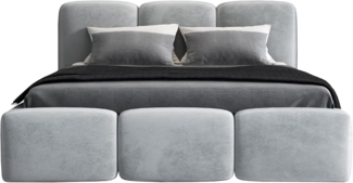 Polsterbett STAR 140x200 ohne Matratze mit Bettkasten und Lattenrost. Farbe: Silber 15