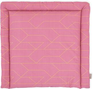 KraftKids Wickelauflage in goldene Linien auf Rosa, Wickelunterlage 75x70 cm (BxT), Wickelkissen