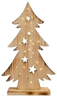 näve LED Baum Tannenbaum, Weihnachtsdeko aus Holz, Timerfunktion, LED fest integriert, Warmweiß, Holz-Stehleuchte, Höhe ca. 47,5 cm, Batteriebetrieben