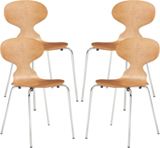 Esszimmerstuhl Kil 4er Set Walnussoptik/Chromfarben [en. casa]