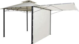 Pergola HWC-F94, Garten Pavillon, Stahl bewegliche Seitenwand 2,5x2,5m ~ creme-beige