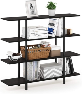 Furinno breites Regal mit 4 Ebenen, Espresso/Schwarz, 29.49 x 119.9 x 100.2 cm