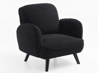 Atlantic Home Collection BEN Sessel, Stoff, 3 Schaffellimitat schwarz, 1 Armlehnensessel