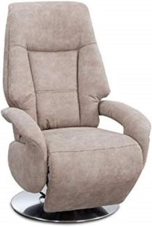 Cavadore TV-Sessel Edinburgh / Fernsehsessel mit manuell verstellbarer Relaxfunktion / 74 x 114 x 77 / Lederoptik: beige