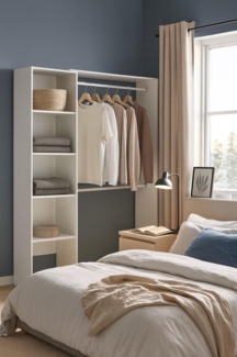 Dmora Makalu, Struktur für begehbaren Kleiderschrank, Schrank offen, 140x40h187 cm, Weiß, 140 x 40 x 187 cm