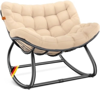 KESSER® 'XXL Chillexer' Schaukelstuhl mit Rutschfesten Füßen, für drinnen & draußen, Witterungsbeständig, Stahl / Polyester beige, 100 x 100 x 85 cm