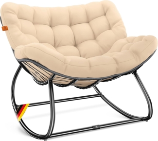 KESSER® 'XXL Chillexer' Schaukelstuhl mit Rutschfesten Füßen, für drinnen & draußen, Witterungsbeständig, Stahl / Polyester beige, 100 x 100 x 85 cm