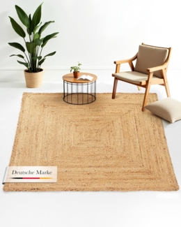carpetfine Teppich Nele Juteteppich Naturfaser, rechteckig, Höhe: 6 mm, geflochtener Wendeteppich aus 100% Jute, quadratisch und als Läufer