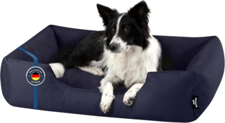 BedDog Hundebett ZARA, Hundekissen mit abziehbaren waschbaren Bezug, Hundekorb, Hundesofa, für kleine, große, mittel-große Hunde (L) ca. 80x65x18cm, NAVY-BLUE (dunkelblau)