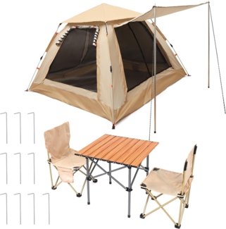 Belle Vous Campingtisch Belle Vous Camping Set mit Wasserdichtem Zelt, Klapptisch & 2 Stühlen (1-St)