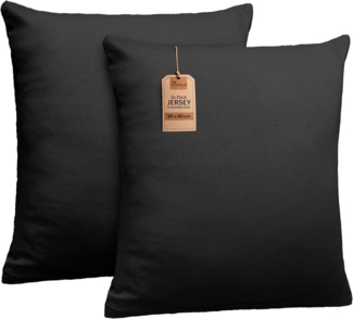 NatureMark 2er Pack Jersey Kissenbezug Kissenhülle Kissenbezüge Seitenschläferkissen Nackenkissen viele Größen und Farben ÖKO-TEX (80x80 cm, Schwarz)