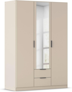 Rauch Möbel Lagoa, Kleiderschrank, Garderobe für Schlafzimmer, Kinderzimmer, Jugendzimmer 3-türig mit Spiegel, 2 Schubladen, mit Zubehör Premium, Farbe Beige, Breite 136 cm
