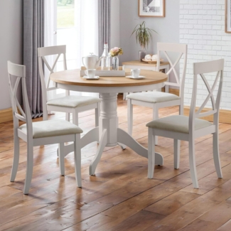 Julian Bowen Set of 2 Davenport Dining Chairs, Oak & Elephant Grey