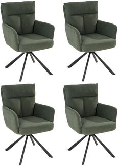 Home4You Polsterstuhl, Grün, Cordbezug, Metallgestell, (Set, 4 St), 180 Grad drehbar mit Rückholfunktion