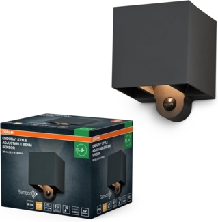 Osram ENDURA STYLE ADJ BEAM Außenbeleuchtung, 2,5W, 180lm, dunkelgrau, indirekte Beleuchtung, Bewegungsmelder, Tageslichtsensor, IP54 Schutzklasse, 3.000K Farbtemperatur, warmweiße Lichtfarbe