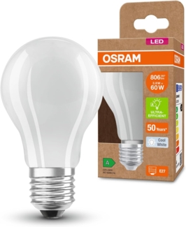 Osram LED SUPERSTAR+ CLASSIC A GL FR 60 LED-Lampe mit Sockel E27, klassische Kolbenform, weiß, 3,6W, 806lm, 4000K, kaltweißes Licht, bis zu 60% Energieeinsparung im Vergleich zu Standard LED-Lampen