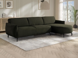 Vente-unique - Ecksofa - Ecke rechts - Stoff - Grün - FERIONA