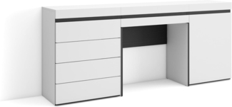 Skraut Home | Schminktisch | Frisiertisch mit Stauraum | 177 x 75 x 35 cm | mit Schublade | Kommode mit Schubladen | Moderner Stil | Weiß