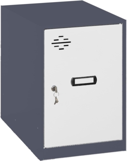 Simon Rack Simonlocker Kommode, klein, 475 x 400 x 500 mm, Amario aus Metall, mit Schlüssel, Anthrazit/Weiß