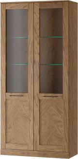 Standvitrine Cozy Glasvitrine 95x42x200cm Eiche Rustikal teilmassiv 2-türig