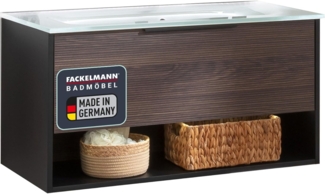 Fackelmann B.PARIS Badmöbel Set 2-teilig 90 cm breit, Braun dunkel/Schwarz, Glas weiß