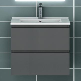 Acezanble Waschtisch mit Unterschrank 60 cm Badmöbel Hängeschrank Anthrazit