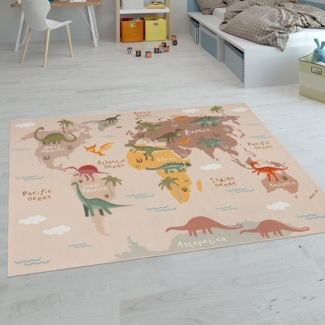 Paco Home Kinderteppich Teppich Kinderzimmer Spielteppich Junge Mädchen Modern rutschfest, Grösse:100x200 cm, Farbe:Beige 2