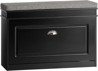 SoBuy FSR82-L-SCH Schuhkipper Schuhschrank mit Klappe Schuhbank mit Sitzkissen Schuhkommode Sitzbank Schwarz BHT ca. : 75 x 51 x 24 cm