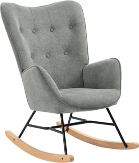 MEUBLE COSY Schaukelstuhl Sessel Schaukelsessel Stillstuhl Schwingstuhl mit Armlehnen Gepolsterter Sitzfläche für Wohnzimmer Schlafzimmer, Balkon, Stoff und Holzkufen, Bis 120 kg Belastbar, Grau