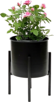 DanDiBo Blumenhocker mit Topf Metall Schwarz 32 cm Blumenständer 96153 Blumensäule Modern Pflanzenständer Pflanzenhocker