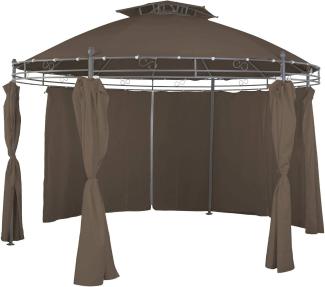 Pavillon ⌀3,5 m Gartenpavillon wasserdicht inkl. Seitenteile Pergola taupe