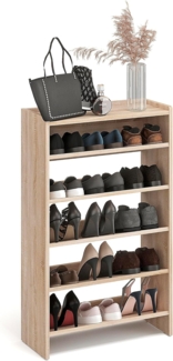 KOMTO Schuhregal Elexis 5 Schmal - Schuhablage Flur mit 5 Ebenen Offener Schuhschrank, Schuhschrank Schuh Organizer Platzsparend, 60 x 25 x 98 cm