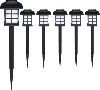 Deuba LED Solarleuchte, Solar, 6x außen LED Erdspieß IP44 Dämmerungssensor Wegbeleuchtung