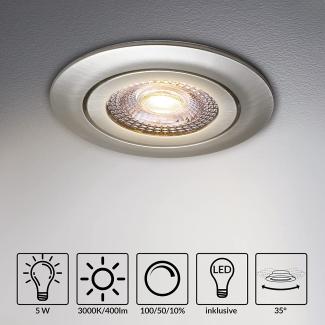 monzana Einbauleuchte, Silber, 6er Set LED Flach Dimmbar 68mm Schwenkbar Warmweiß 3000K Silber Rund