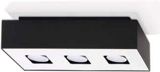 Deckenleuchte, Weiß, Schwarz, Stahl, 3-flammig, L 34 cm