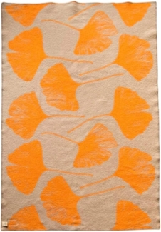 WoolOnly Wendedecke Wolldecke Plaid aus Norwegischer Wolle 130x200 cm (Ginkgo Peach Harmonie)